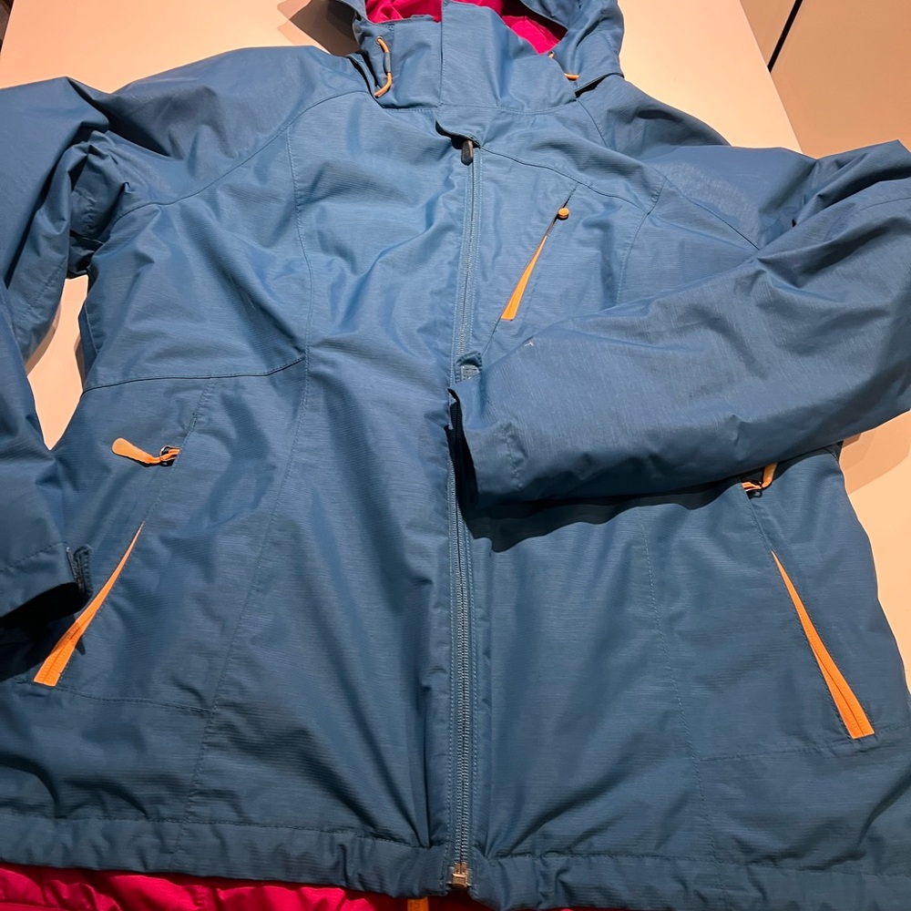 The North Face Blue and Pink Ski Jacket with Hood